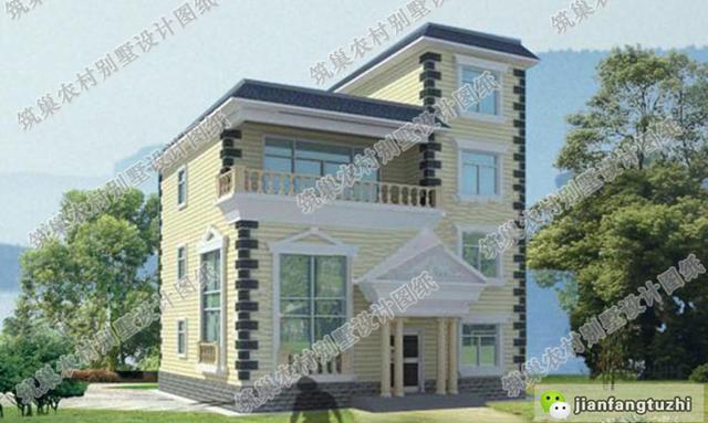 12×12米三層半別墅設計圖，帶車庫+挑空客廳，戶型方正，大氣上檔次，主體造價大概55萬。