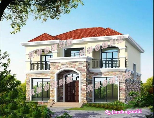 11.8x10.8米農(nóng)村二層別墅設(shè)計圖，設(shè)有半封閉雙陽臺，非常實(shí)用