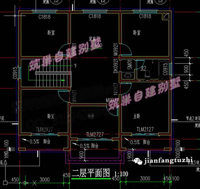 11.8x10.8米農(nóng)村二層別墅設(shè)計圖，設(shè)有半封閉雙陽臺，非常實(shí)用