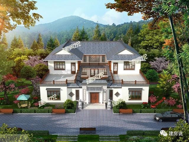 二層中式四合院別墅設(shè)計(jì)圖，國人內(nèi)心最美的房子