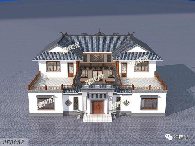 二層中式四合院別墅設(shè)計(jì)圖，國人內(nèi)心最美的房子