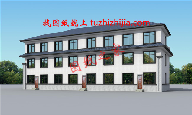 新農(nóng)村三拼別墅三戶連體別墅設(shè)計(jì)圖，設(shè)計(jì)新穎美觀