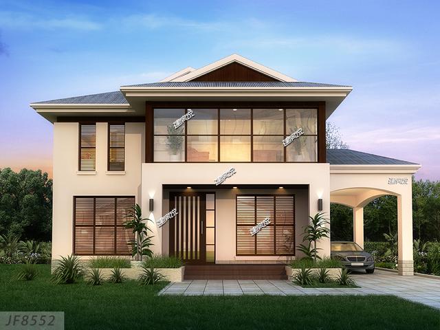 130平二層別墅設(shè)計圖，帶旋轉(zhuǎn)樓梯+車庫，真實用！