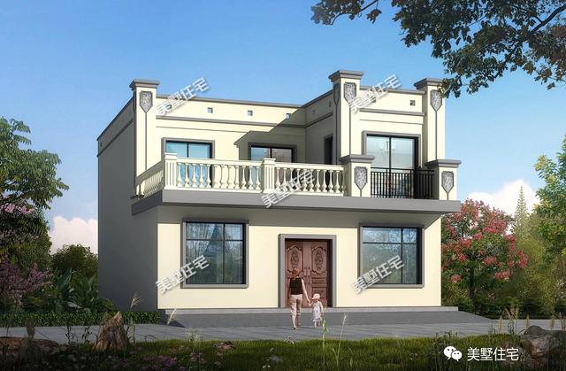 10X14米農(nóng)村二層平頂別墅設(shè)計圖，簡約大方，3室4廳，布局實用造價低。