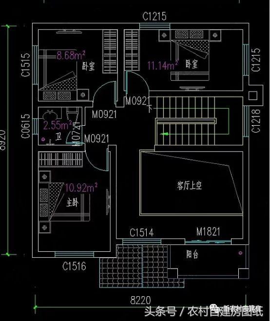 8X8米二層農(nóng)村別墅設(shè)計(jì)圖，戶型方正，精美大氣，造價(jià)經(jīng)濟(jì)實(shí)惠