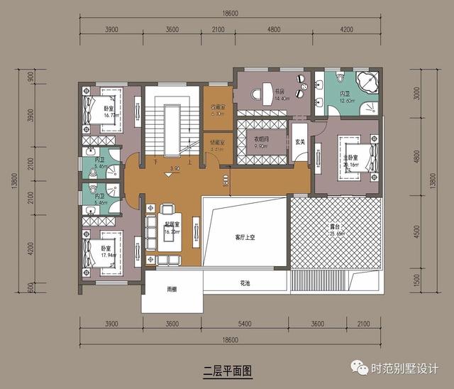 三層現(xiàn)代復(fù)式別墅設(shè)計(jì)圖，舒適愜意，帶娛樂(lè)室+茶室，適合四世同堂大家庭居住