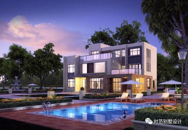 三層現(xiàn)代復(fù)式別墅設(shè)計(jì)圖，舒適愜意，帶娛樂(lè)室+茶室，適合四世同堂大家庭居住