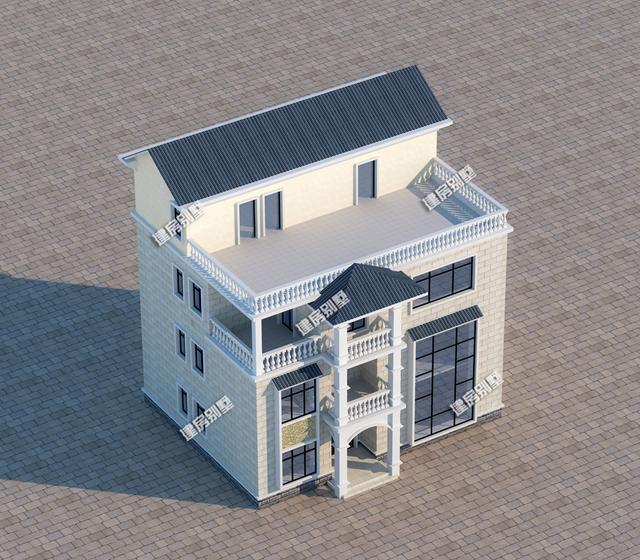 13x10米三層半農(nóng)村別墅設(shè)計(jì)圖，精致漂亮，新中式+美式混搭外型，坦然接受鄰居的遠(yuǎn)觀羨慕！