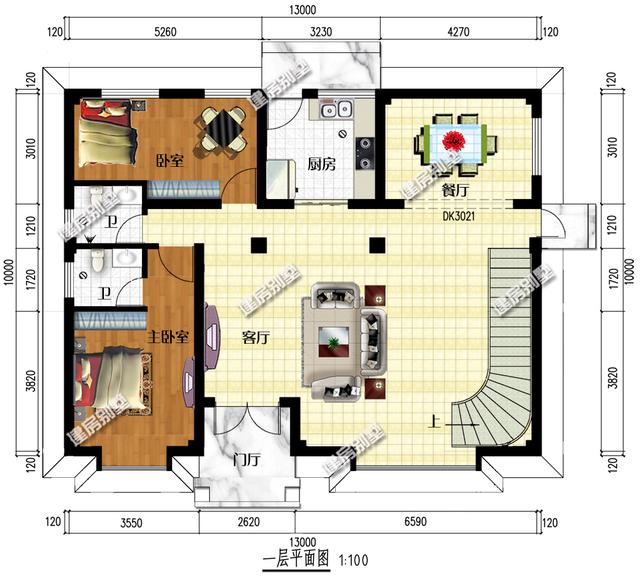 13x10米三層半農(nóng)村別墅設(shè)計(jì)圖，精致漂亮，新中式+美式混搭外型，坦然接受鄰居的遠(yuǎn)觀羨慕！