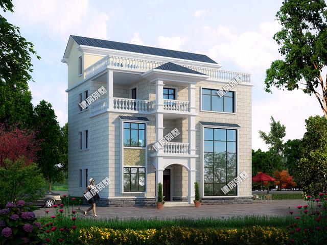 13x10米三層半農(nóng)村別墅設(shè)計(jì)圖，精致漂亮，新中式+美式混搭外型，坦然接受鄰居的遠(yuǎn)觀羨慕！