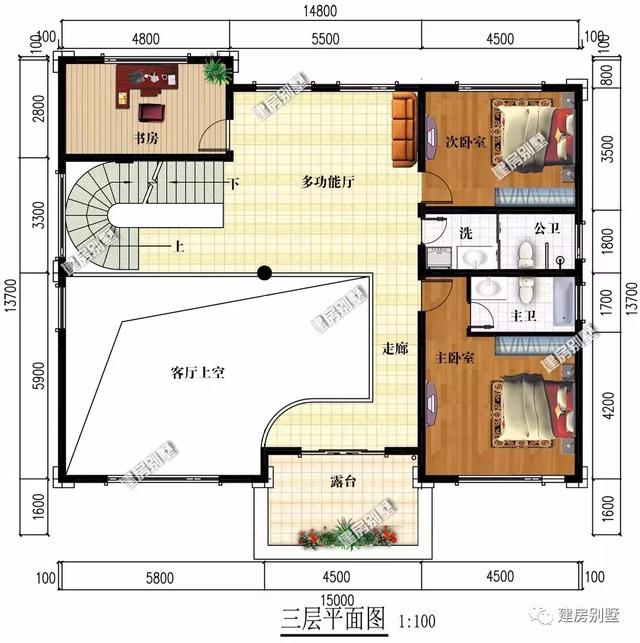 15×13.7米農村四層別墅設計圖，帶上樓梯+架空層，外觀氣勢恢宏，建房選這款戶型絕對不虧。