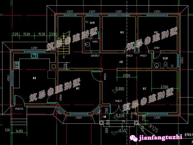 16.8x10米新農(nóng)村二層別墅設(shè)計(jì)圖，簡(jiǎn)單精致，功能齊全