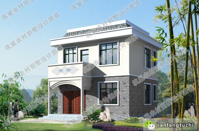 7×7米小戶型二層平頂別墅設(shè)計圖，造價不高，戶型時尚大氣