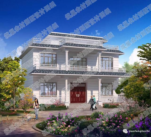 7×7米小戶型二層平頂別墅設(shè)計圖，造價不高，戶型時尚大氣