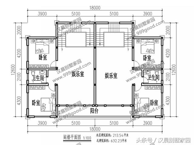18X12.6米三層兄弟雙拼別墅設(shè)計圖，帶閣樓，經(jīng)典低調(diào)，兄弟同堂不分家
