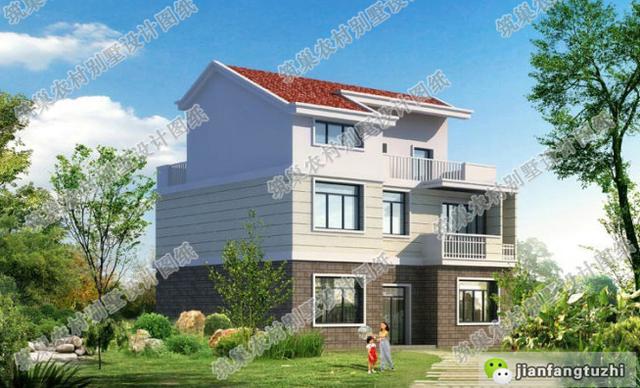 占地120平米的三層帶車庫別墅設(shè)計圖，精致實用，30萬以內(nèi)