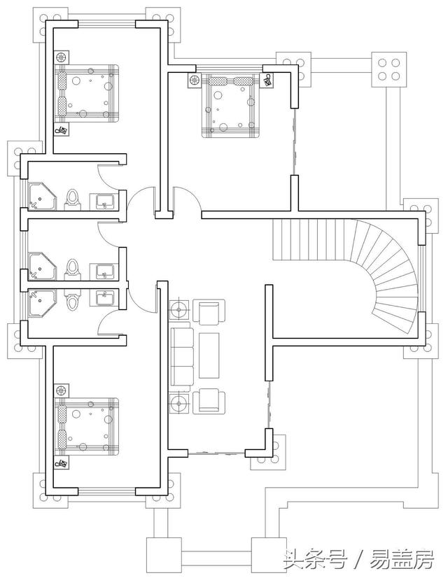 二層歐式別墅設計圖，結構多元化，溫暖大氣！