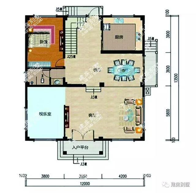 面寬12米的別墅設(shè)計圖，最便宜的主體造價20萬。