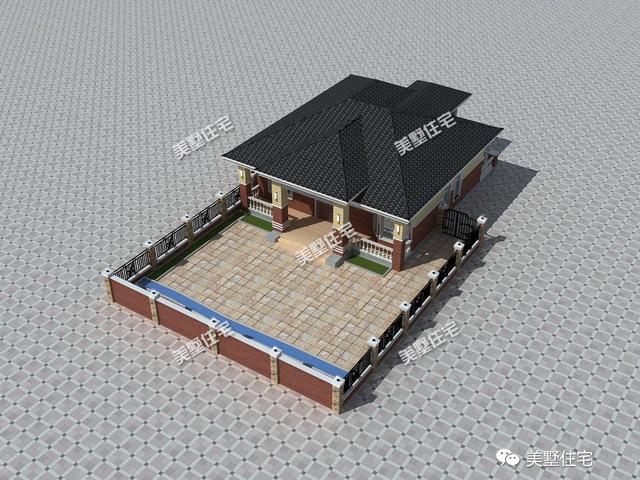 帶院子的一層農(nóng)村自建房，造價低廉，經(jīng)典戶型。