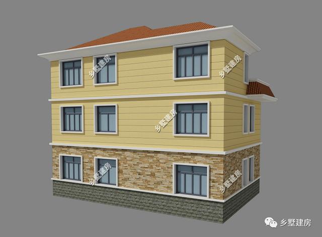 三層別墅設(shè)計(jì)圖，坡屋頂和平屋頂?shù)慕Y(jié)合，這樣的屋頂跟豐收季更配哦