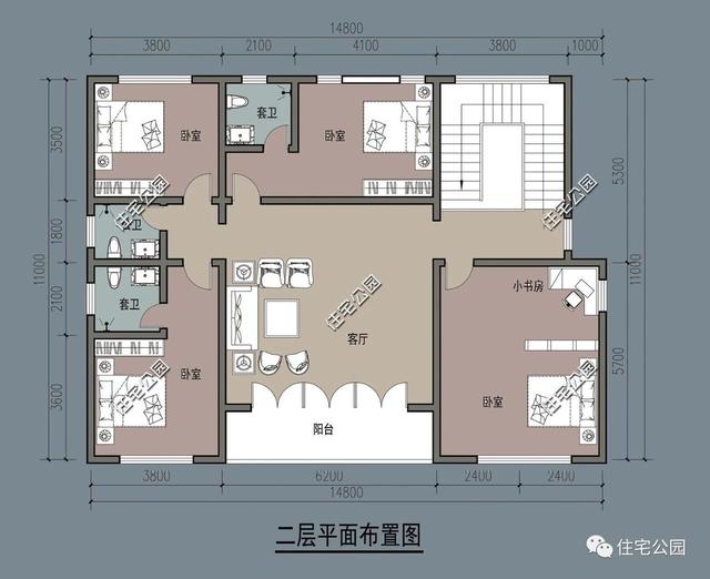 兩層別墅設計圖，經濟實用，外型美觀，布局合理。