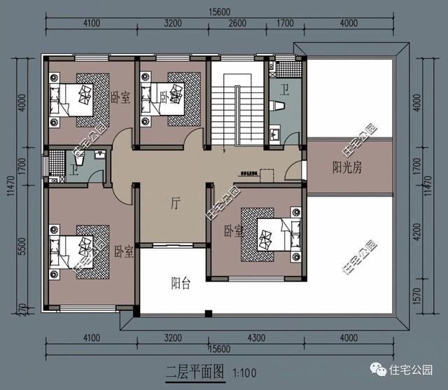 兩層別墅設計圖，經濟實用，外型美觀，布局合理。