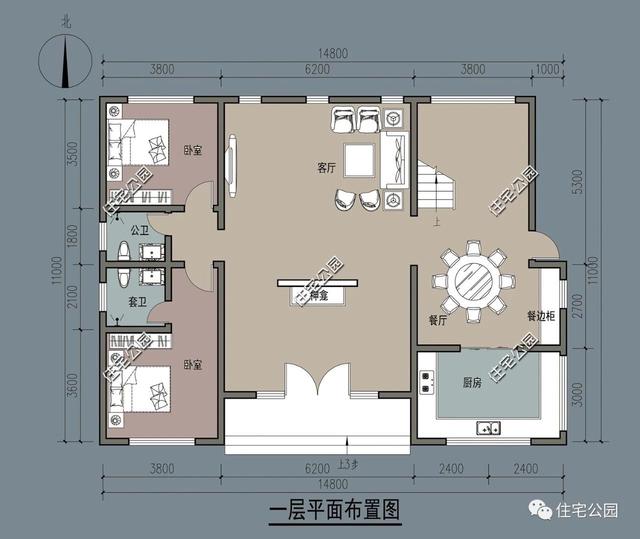 兩層別墅設計圖，經濟實用，外型美觀，布局合理。