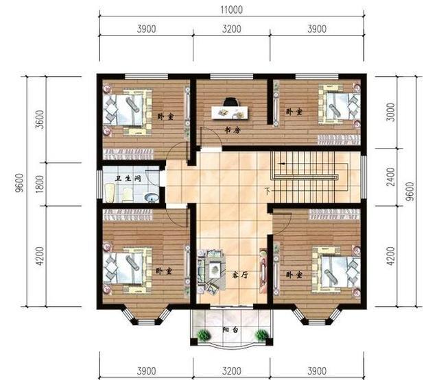 120平米的二層別墅設(shè)計(jì)圖，六室三廳帶閣樓很實(shí)用