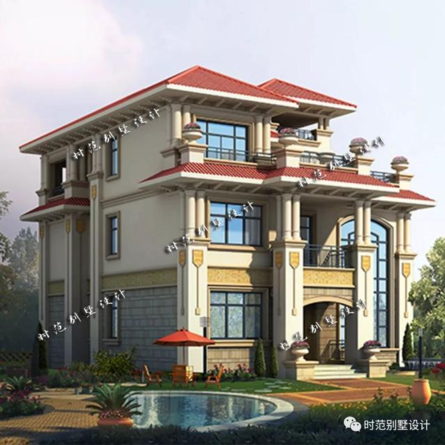 三層歐式復式別墅設計圖，挑空客廳多陽臺，讓您樂趣無窮！