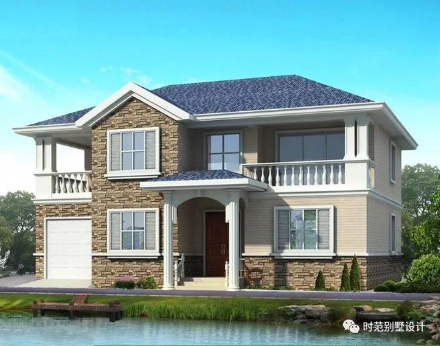 兩層歐式別墅設(shè)計(jì)圖，帶車庫(kù)，環(huán)境清幽，采光好。