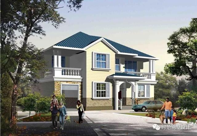 兩層歐式別墅設(shè)計(jì)圖，帶車庫(kù)，環(huán)境清幽，采光好。