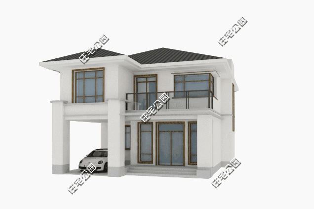 現(xiàn)代別墅設(shè)計(jì)圖，外觀造型簡(jiǎn)單大方，藝術(shù)感十足。