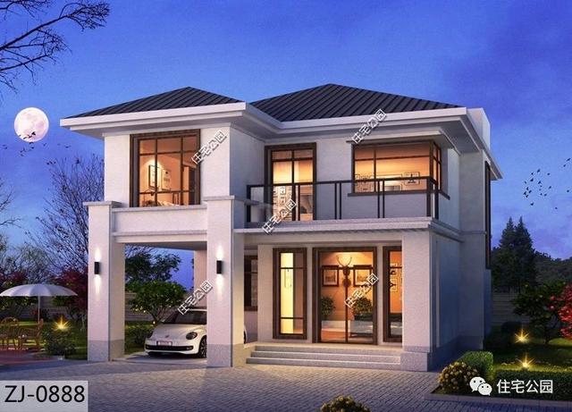 現(xiàn)代別墅設(shè)計(jì)圖，外觀造型簡(jiǎn)單大方，藝術(shù)感十足。