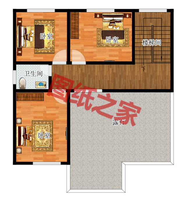 占地105平實用三層樓房別墅設計圖紙，造型方正簡單大氣