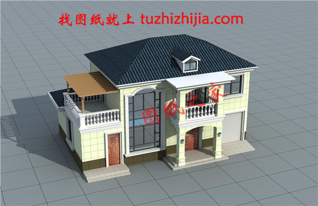 農(nóng)村二層樓簡單大氣的樓房設計圖紙，帶車庫，帶露臺