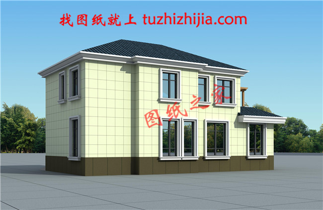 農(nóng)村二層樓簡單大氣的樓房設計圖紙，帶車庫，帶露臺