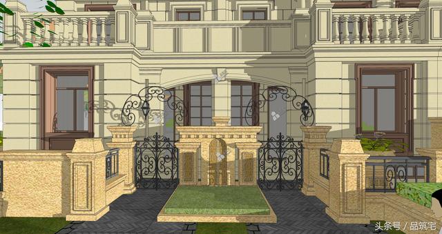 四聯(lián)排法式別墅設(shè)計(jì)圖，花園+庭院，整體造型大氣恢弘