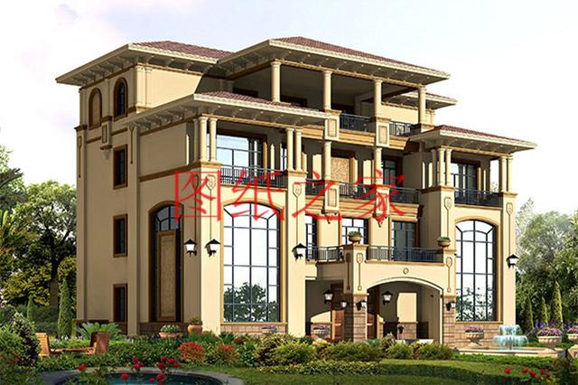 非常豪華大氣的農(nóng)村四層別墅設(shè)計(jì)圖，建成之后肯定人人羨慕