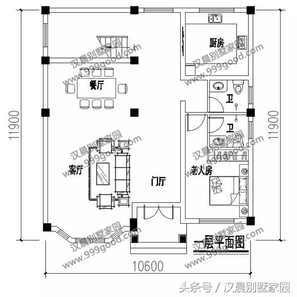 2層小別墅設(shè)計圖，11.9X10.6米，經(jīng)典實用，溫馨舒適