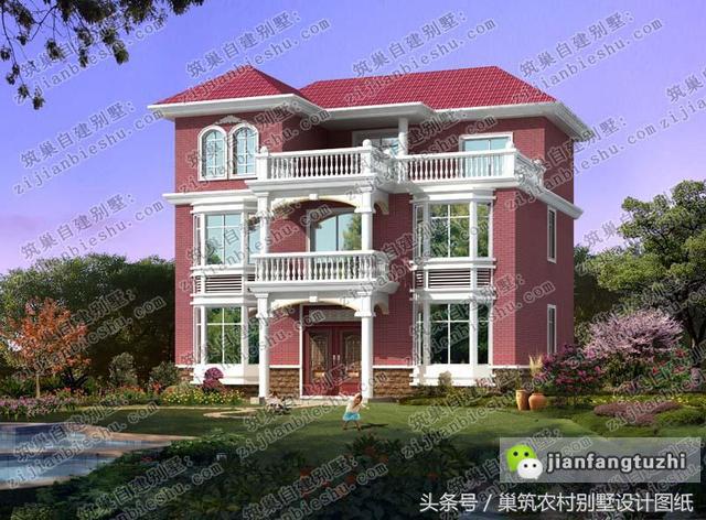 5款十分受歡迎的三層農(nóng)村自建房（全套）施工效果圖，占地面積約130㎡