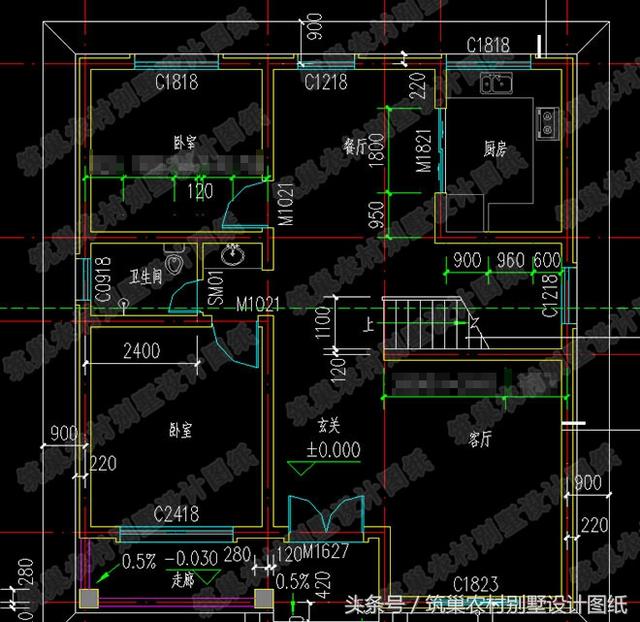 5款二層占地120㎡左右農(nóng)村別墅全套設(shè)計(jì)施工圖，造價(jià)都在30萬(wàn)以內(nèi)