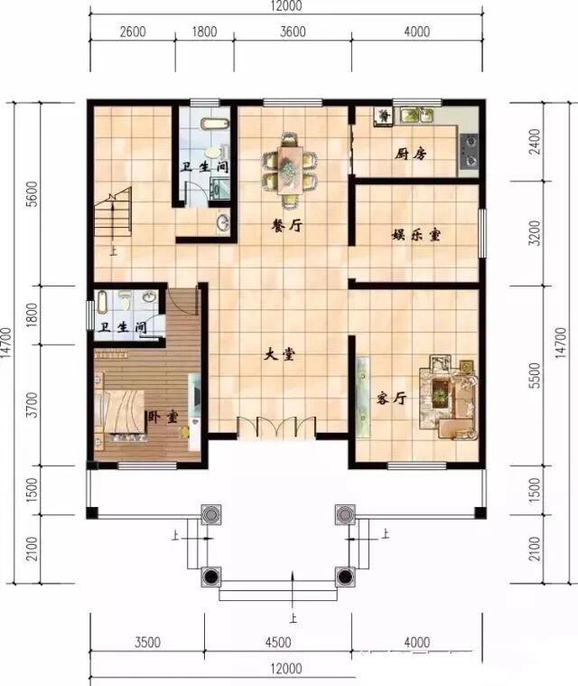 三層精美別墅設(shè)計圖，12×15米，戶型方正，會讓人住的非常舒服