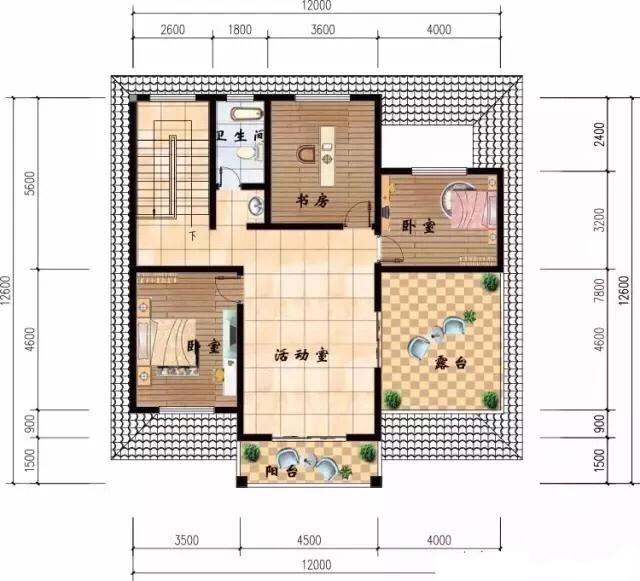 三層精美別墅設(shè)計圖，12×15米，戶型方正，會讓人住的非常舒服