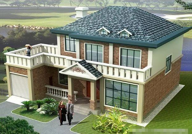 帶車庫的農(nóng)村自建別墅設(shè)計圖，簡單大方，外觀耐看