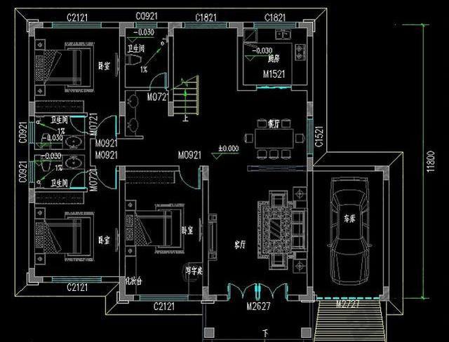 帶車庫的農(nóng)村自建別墅設(shè)計圖，簡單大方，外觀耐看