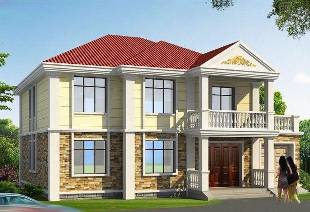 帶車庫的農(nóng)村自建別墅設(shè)計圖，簡單大方，外觀耐看