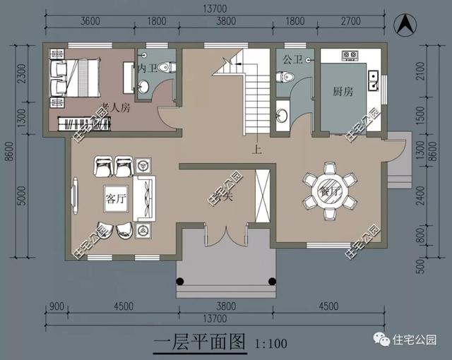 三層歐式農村別墅設計圖，外觀華美，帶大露臺，雙入戶門的設計實用方便