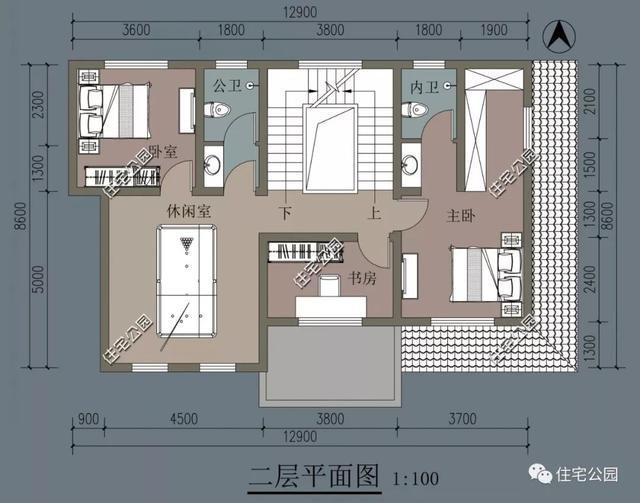 三層歐式農村別墅設計圖，外觀華美，帶大露臺，雙入戶門的設計實用方便