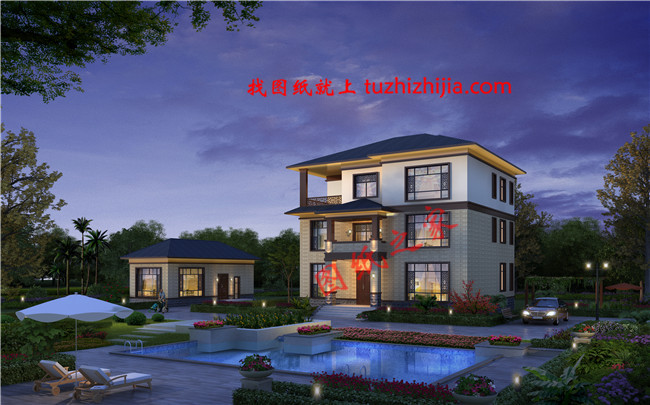 農(nóng)村三層別墅設(shè)計圖紙，造價50萬左右，中式風(fēng)格，沉穩(wěn)內(nèi)斂