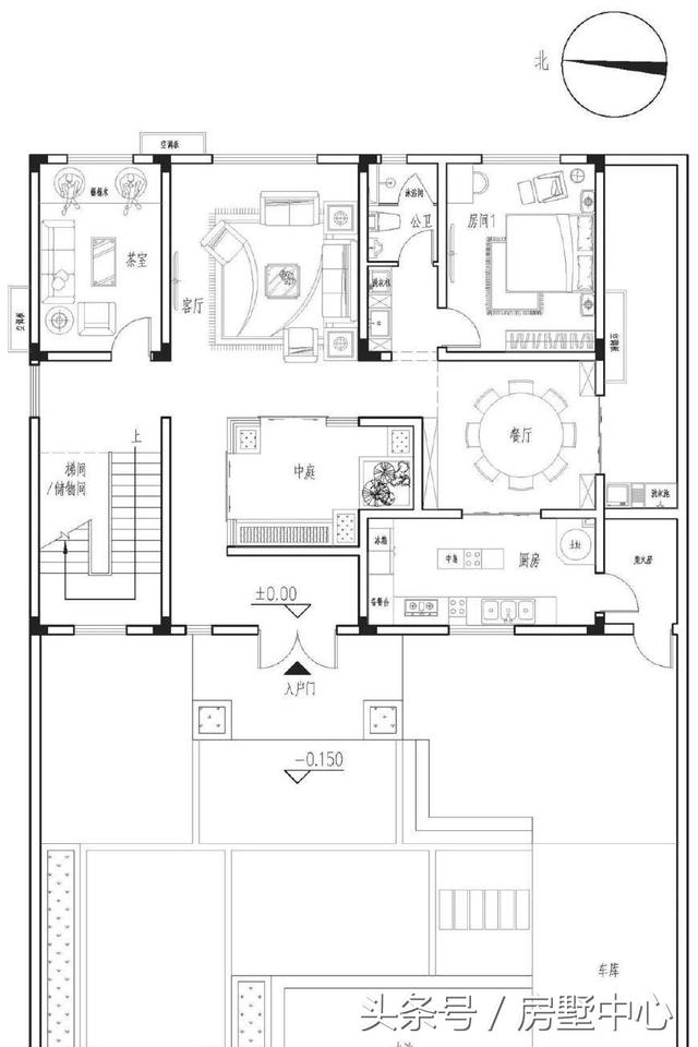 三層中式園林風(fēng)格別墅設(shè)計(jì)圖，涼亭池塘應(yīng)有盡有，一家人其樂融融